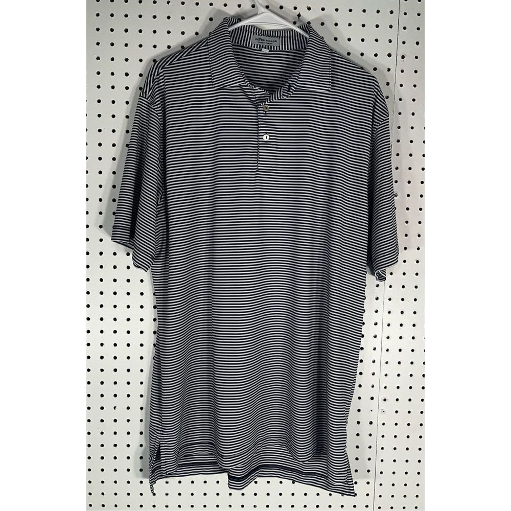 Peter Millar Navy and White Striped Polo